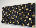 Wooden Wall Art "Golden Stars At Night" - Wood Wall Decor - 